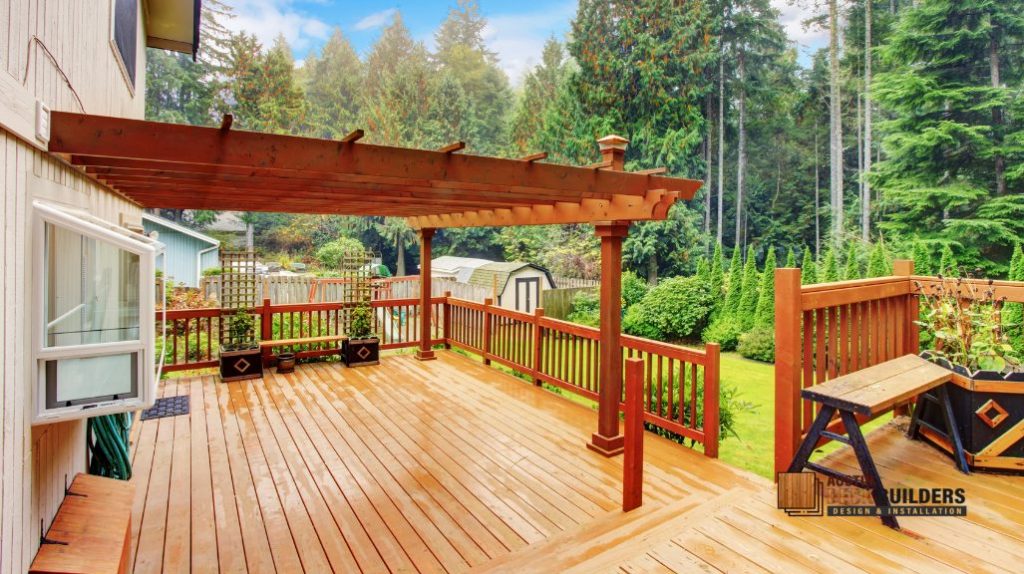 wooden deck with pergola