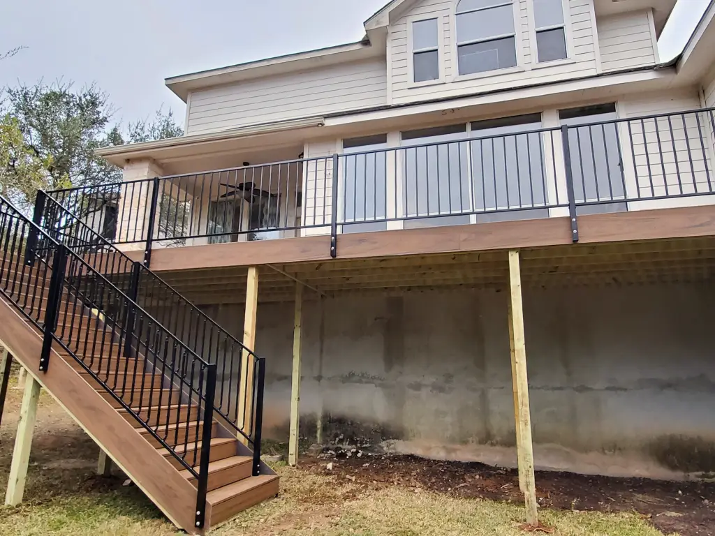 Leveled wood deck with clean lines and stability