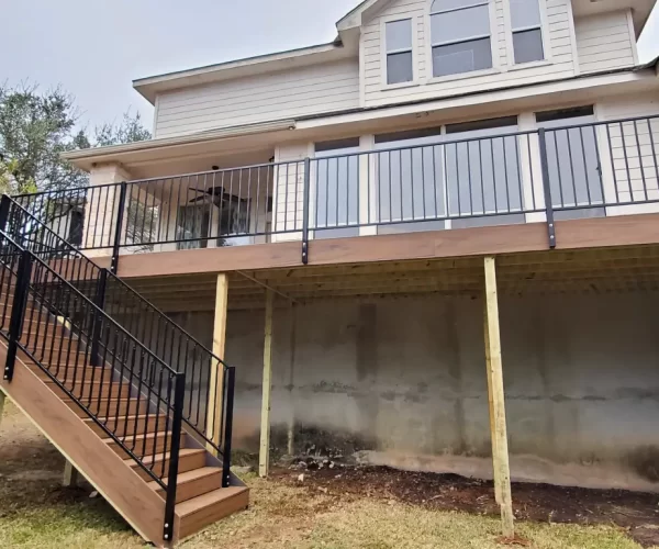 Leveled wood deck with clean lines and stability