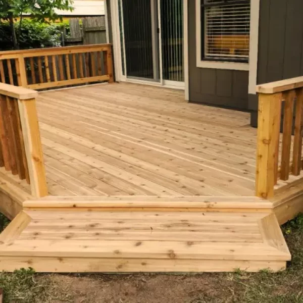 Wood deck stained in a natural tone in Austin, TX