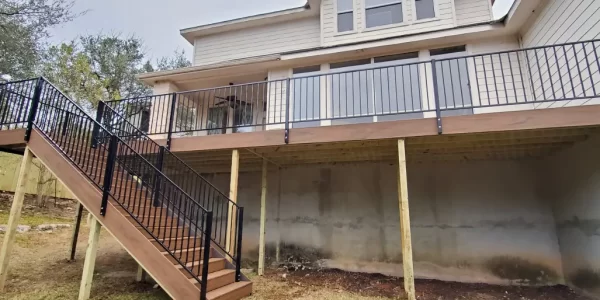 Above-ground deck with stairs for easy access